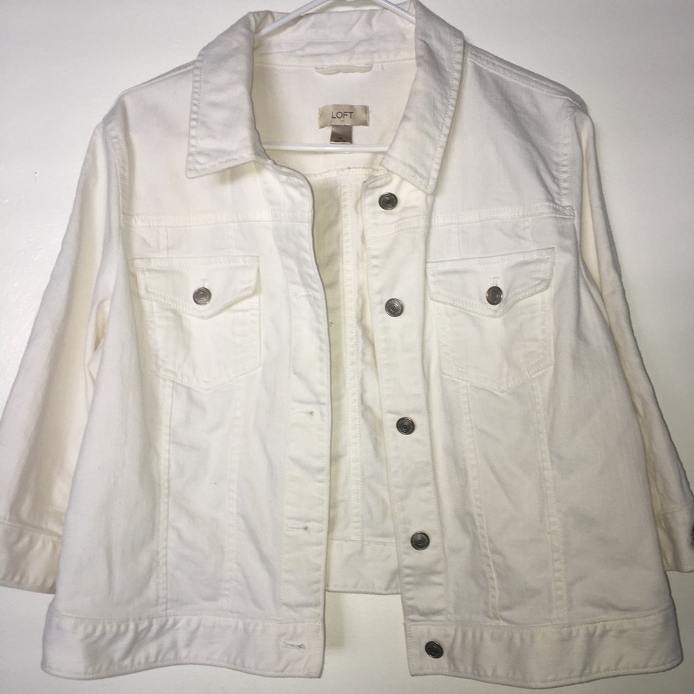 Loft White Jean Cropped Jacket